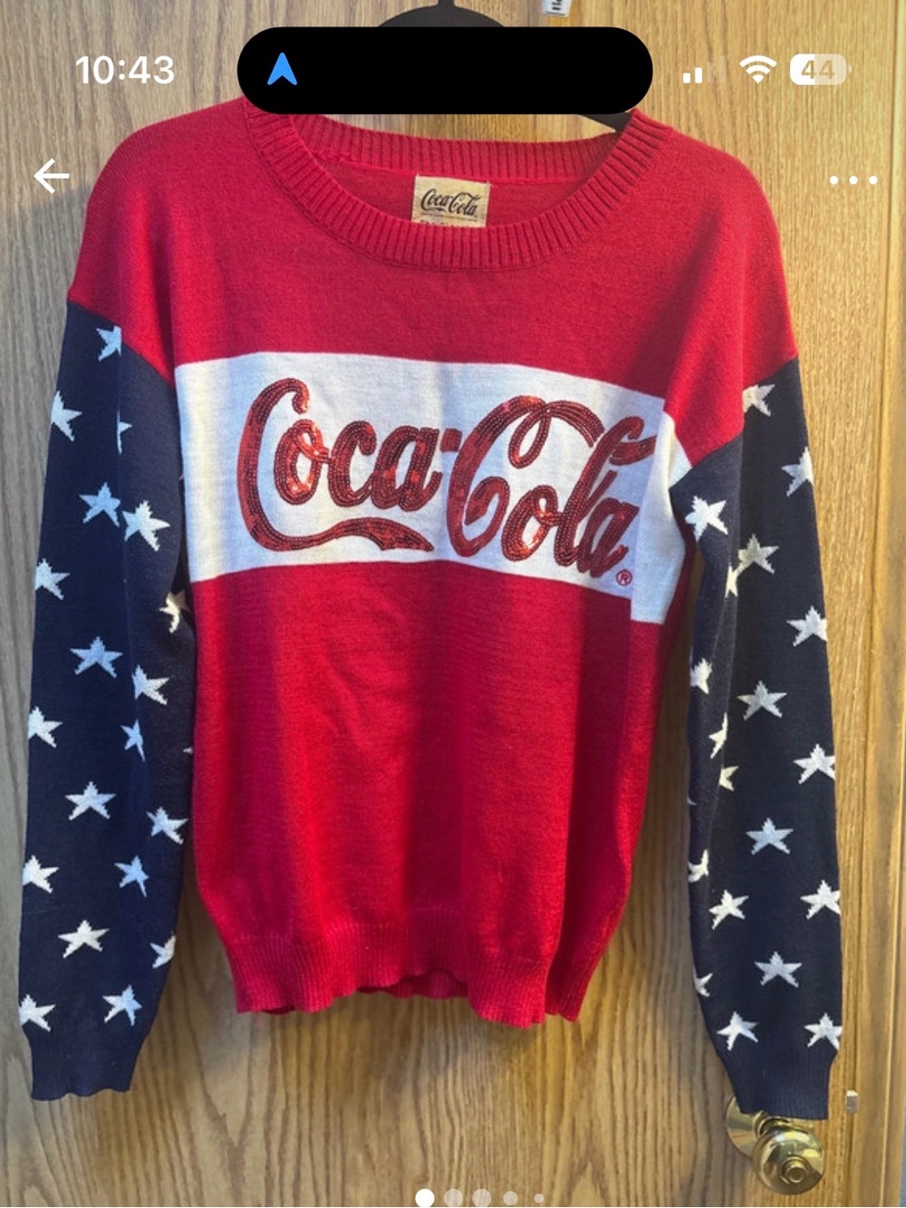 Coca Cola Red White Knit Sweater with Sequin Logo